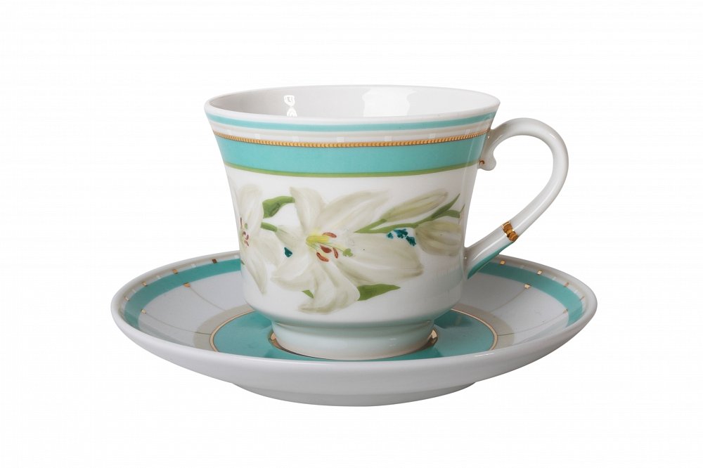 Lomonosov Imperial Porcelain Tea Set Cup and Saucer North Aurora 7.4 oz/220 ml