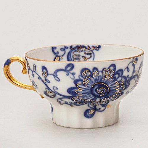 Singing Garden Teacup w/ Saucer. 7.8 Fl Oz. 22k Gold. Porcelain
