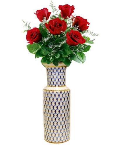 Cobalt Net Flower Vase 10 1/2"x4 1/4"