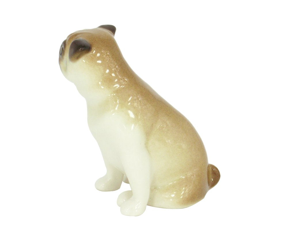 Pug Dog Sitting Lomonosov Porcelain Collectible Figurine