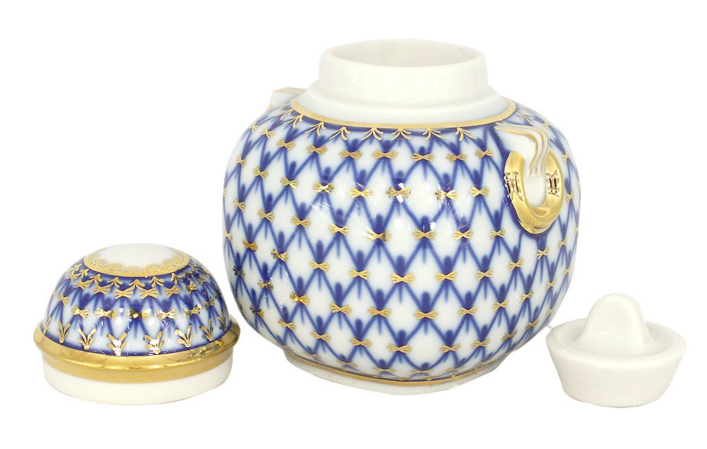 Lomonosov Porcelain Tea Caddy Ring Cobalt Net 11.8 oz/350 ml