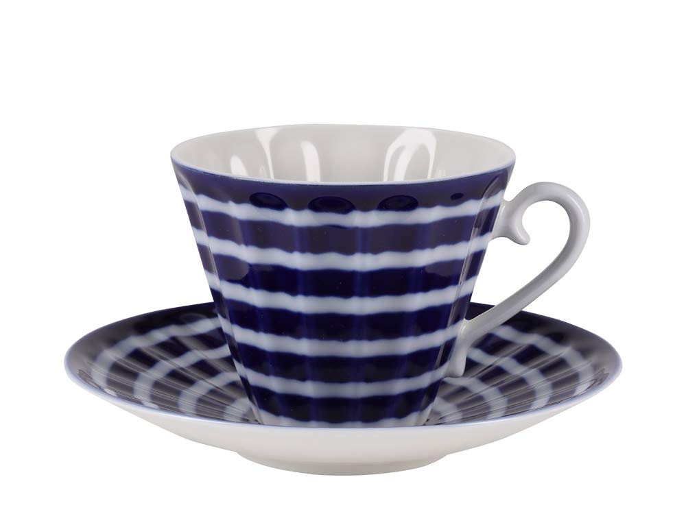 Lomonosov Porcelain Tea Set Blue Stripes 14 items for 6 persons