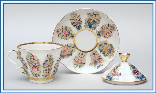 Lomonosov Porcelain Covered Tea Cup with Saucer Tea Maker Fantastic Flower 8.45 oz/250 ml