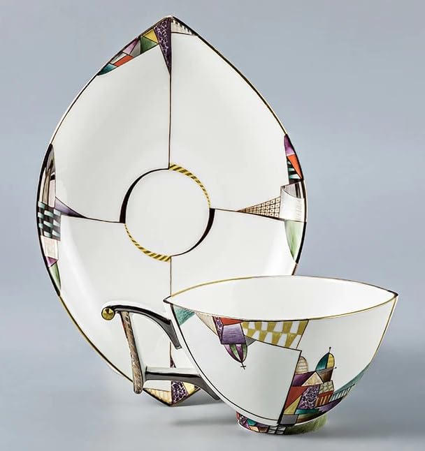 Lomonosov/Imperial Porcelain Bone China Tea Set 4/12 Saint-Petersburg View, small, White, Gold, Blue