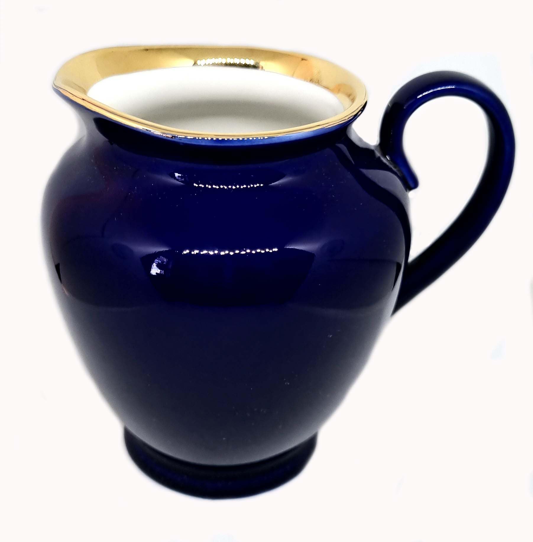 Lomonosov Porcelain Milk Jar Creamer 22 Karat Gold Night 13.5 oz/400 ml, Cobalt Blue, Gold, White