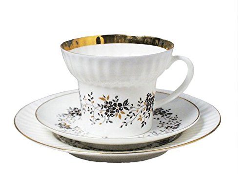 Lomonosov Russia Imperial Porcelain Bone China Wave Tea Set 20pc Tiny Branches