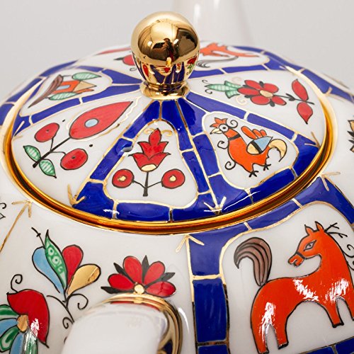 Imperial / Lomonosov Porcelain Brewing Teapot 'Russian Lubok' 600ml