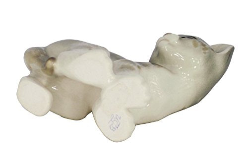 Cat Kitty Striped Gray Lomonosov Porcelain Collectible Figurine