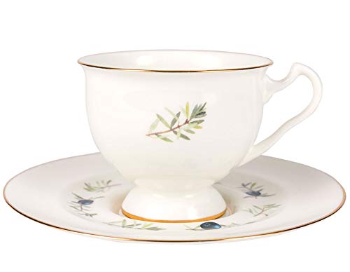 Lomonosov Porcelain Bone China Tea Set 6/14 Aisedora Flowers and Berries