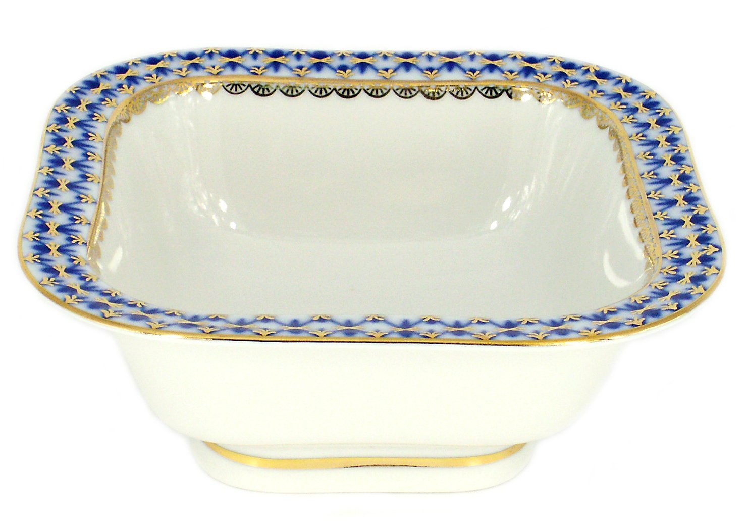 Lomonosov Porcelain Cobalt Net Salad Bowl for 6 Servings