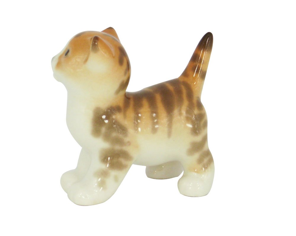 Kitten Kitty Striped Red Lomonosov Porcelain Collectible Figurine