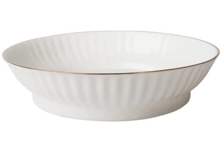 Lomonosov Porcelain Cake Сookie Dish Wave Golden Edge Bone China 6.7"
