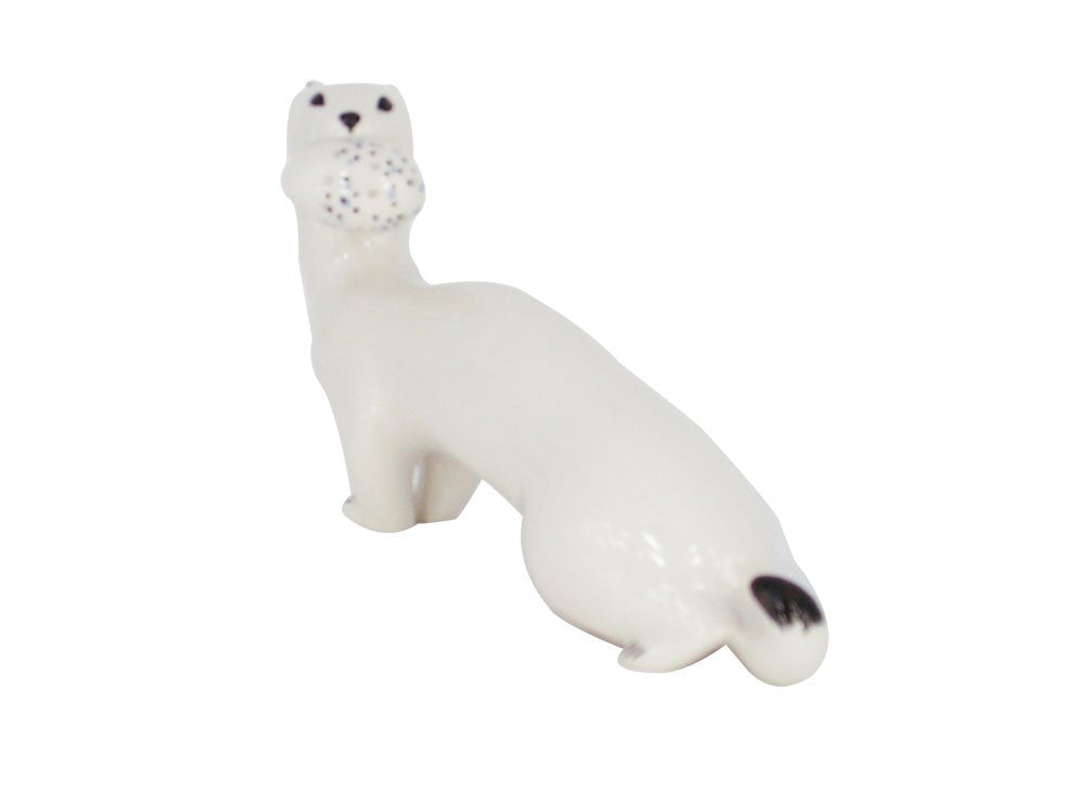 Ermine with Egg White Lomonosov Porcelain Collectible Figurine