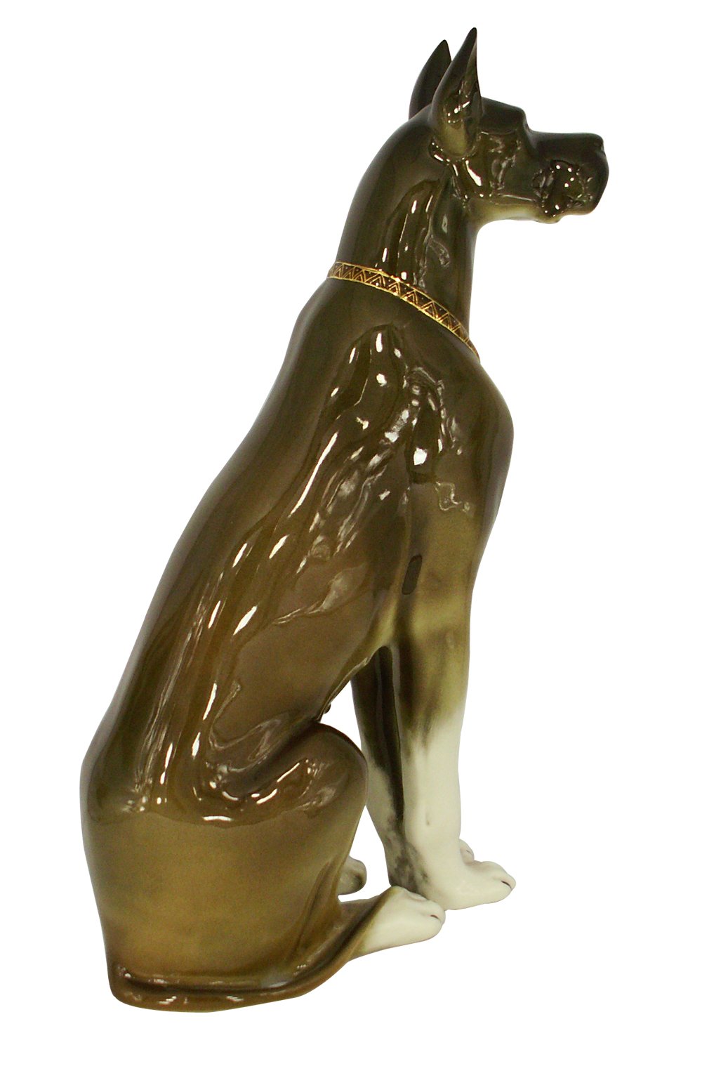 Great Dane Dog Sitting Brown Colored Lomonosov Figurine