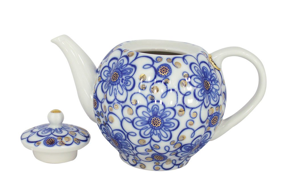 Lomonosov Porcelain Teapot Tulip Bindweed 3 Cups 20 oz/600 ml