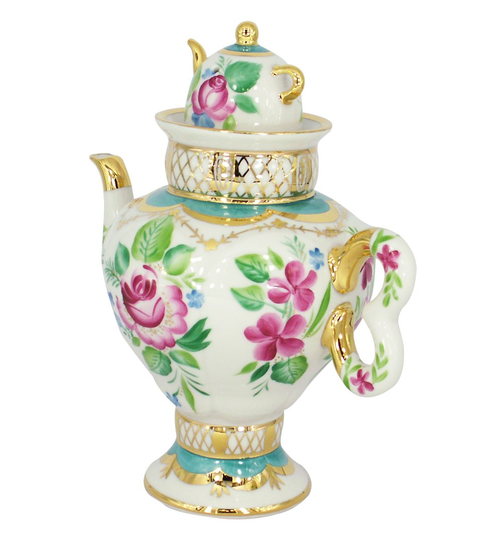 Lomonosov Porcelain Teapot Samovar Light Day 16.2 fl.oz/480 ml