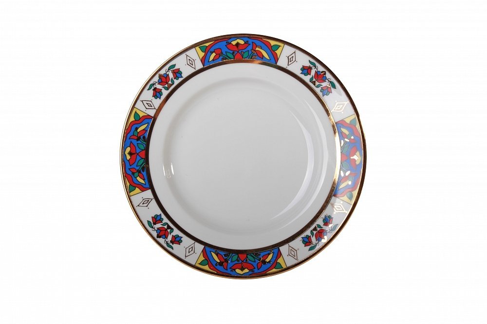 Lomonosov Porcelain Tea Set 3pc Cup, Saucer and Cake Plate Spring Folk Designs 7.8 oz/230 ml