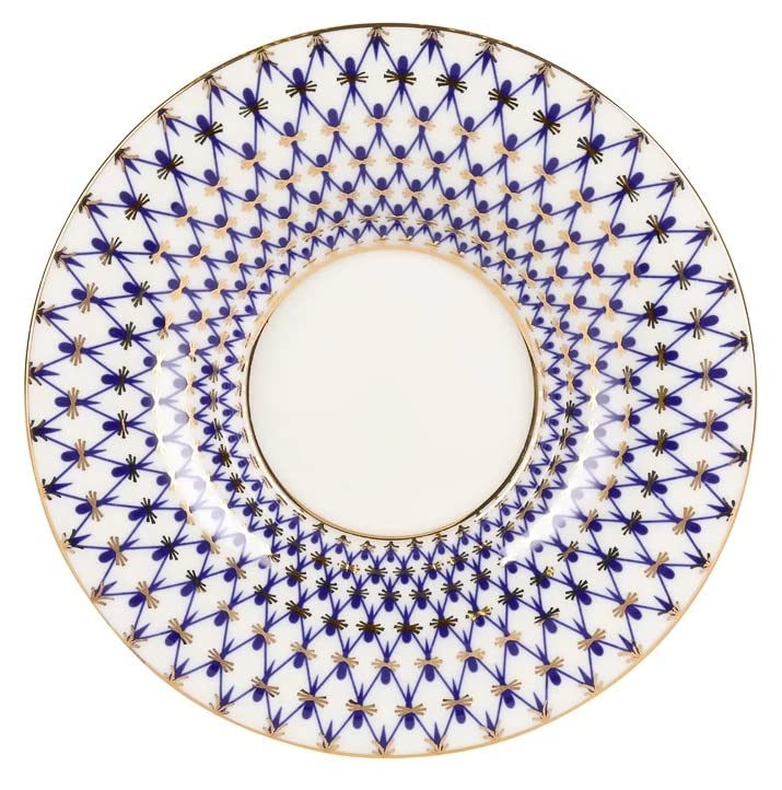 Lomonosov Porcelain Set Bone China Coffee Cup and Saucer Yulia Cobalt Net 4.9 fl.oz/145 ml