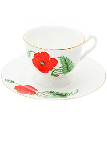 Lomonosov Porcelain Bone China Tea Set Cardinal 8.12 fl.oz/240 ml 2pc