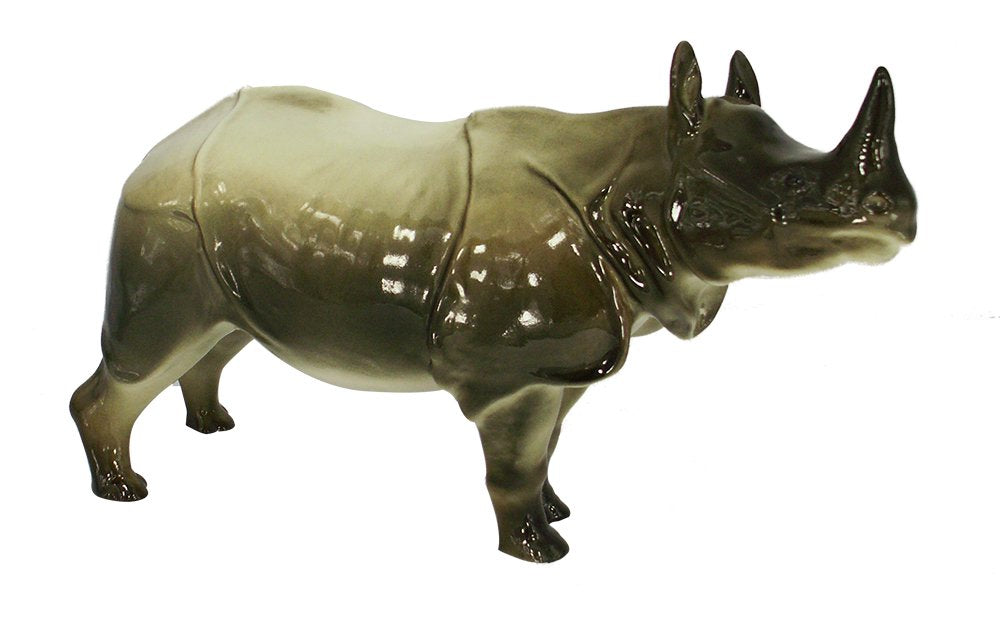 Rhinoceros Hand Painted Fine Russian Porcelain from Lomonosov