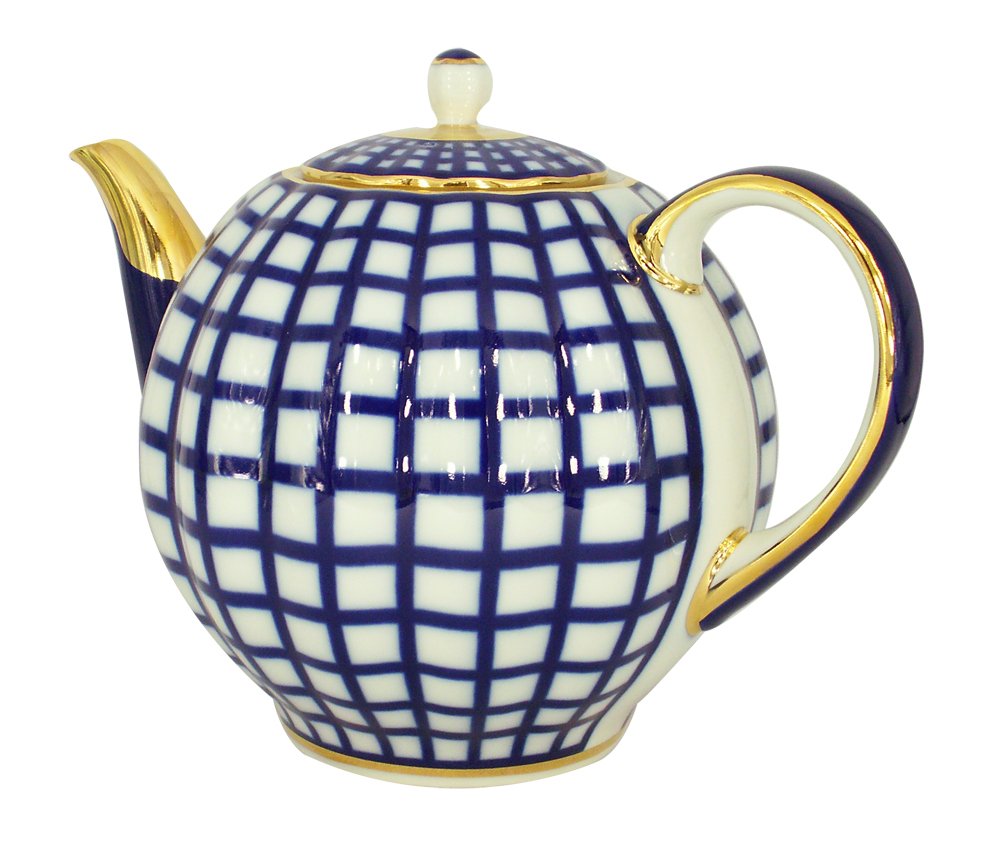 RARE Big Lomonosov Porcelain Large Tea Pot 68 oz/2000 ml Cobalt Cell
