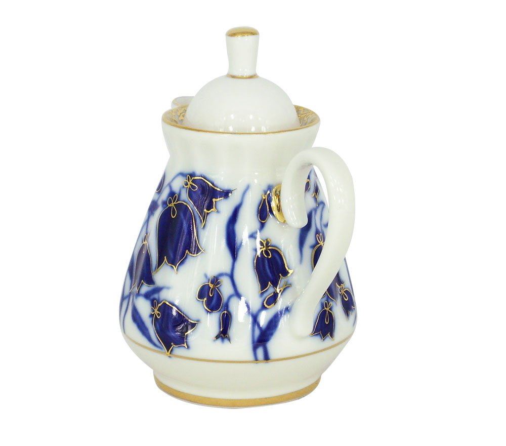 Lomonosov Imperial Porcelain Creamer Milk Jar Radiant Blue Bells 7.4 oz/220 ml