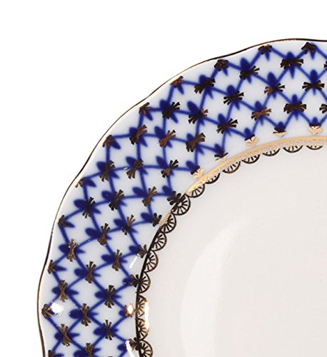 Lomonosov Porcelain Cake Dessert Coffee Tulip Plate Cobalt Net 5.9"/155 mm