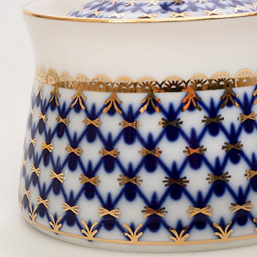 Imperial / Lomonosov Porcelain Sauce Jar 'Cobalt Net'