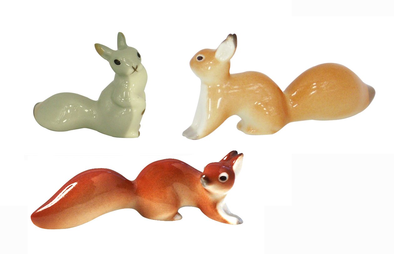 Lomonosov Porcelain Figurine 3 pc Set Forest Squirrel Family