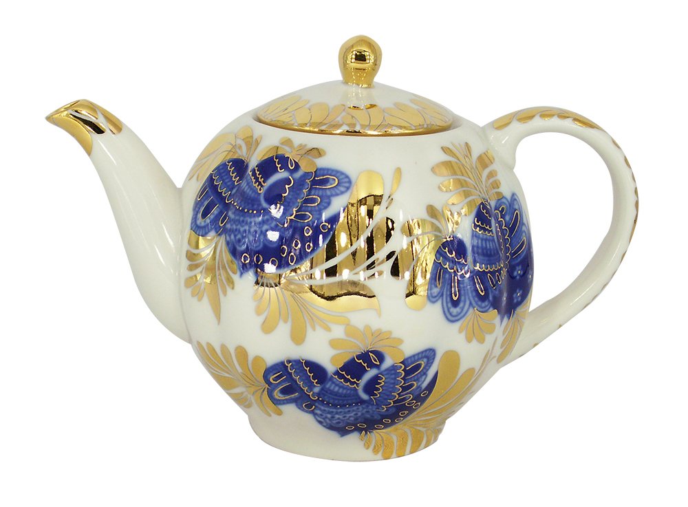 Lomonosov Porcelain Teapot Tulip Golden Garden 3 Cups 20 oz/600 ml