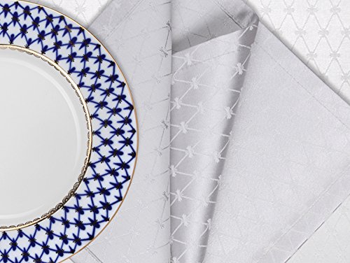 Lomonosov Porcelain Imperial Set 6 Cloth Napkins Cobalt Net 17.7"x17.7" Silver