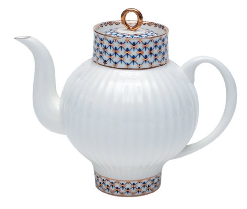 Lomonosov Porcelain Cobalt Net Wave Bone China Tea Set 20 pc