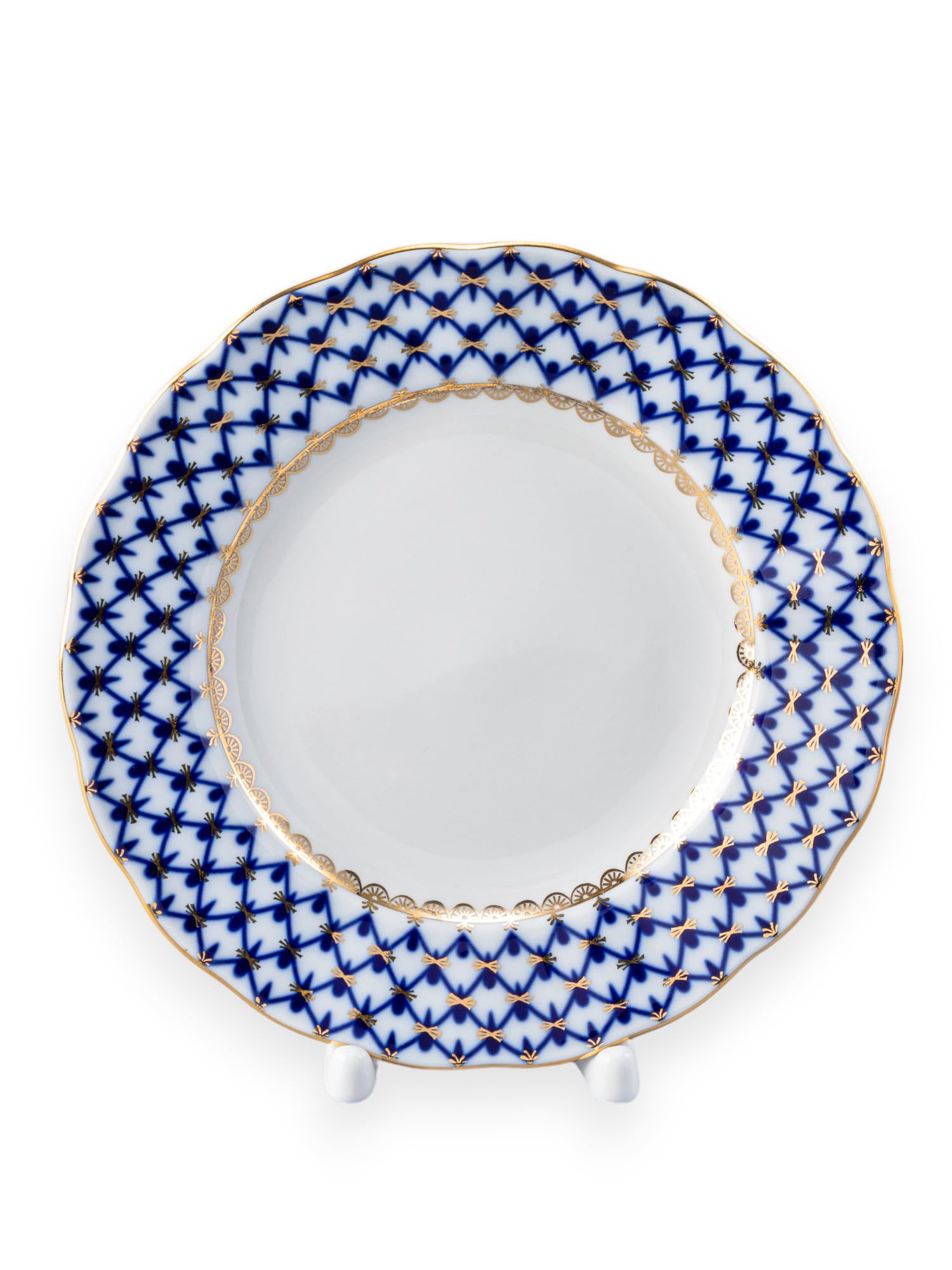 Lomonosov Porcelain Cake Dessert Plate Cobalt Net Plate 7 Inches Diameter