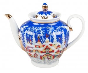 Lomonosov Porcelain Tea Set 6/20 Spring Winter Fairytale: Tea Pot, Sugar Bowl, 6 Cups, Saucers and Cake Plates