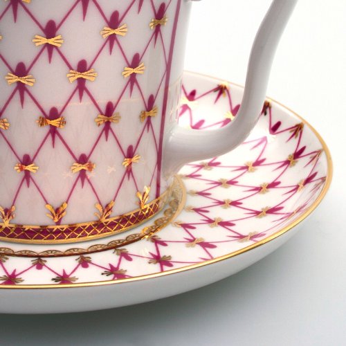 Imperial / Lomonosov Porcelain 'Net-Blues' Mug w/ Saucer