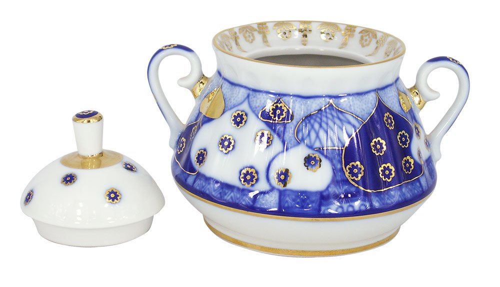 Lomonosov Porcelain Sugar Bowl Orthodox Domes Church Bells 10 oz/300 ml