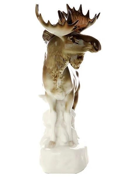 Moose Walking Lomonosov Porcelain Collectible Figurine
