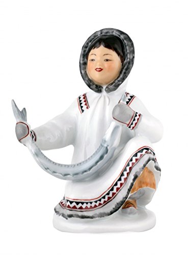 Eskimo Girl with Sturgeon Lomonosov Porcelain Collectible Figurine