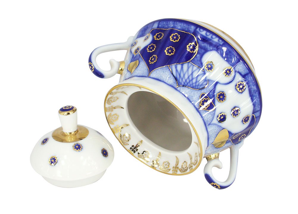 Lomonosov Porcelain Sugar Bowl Orthodox Domes Church Bells 10 oz/300 ml