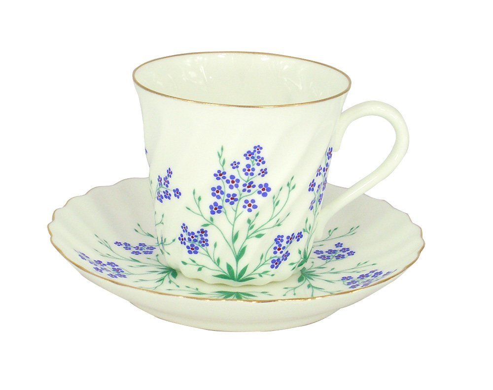 Lomonosov Porcelain Bone China Twist Tea/Coffee Cup and Saucer Brook 5.24 fl.oz/155ml