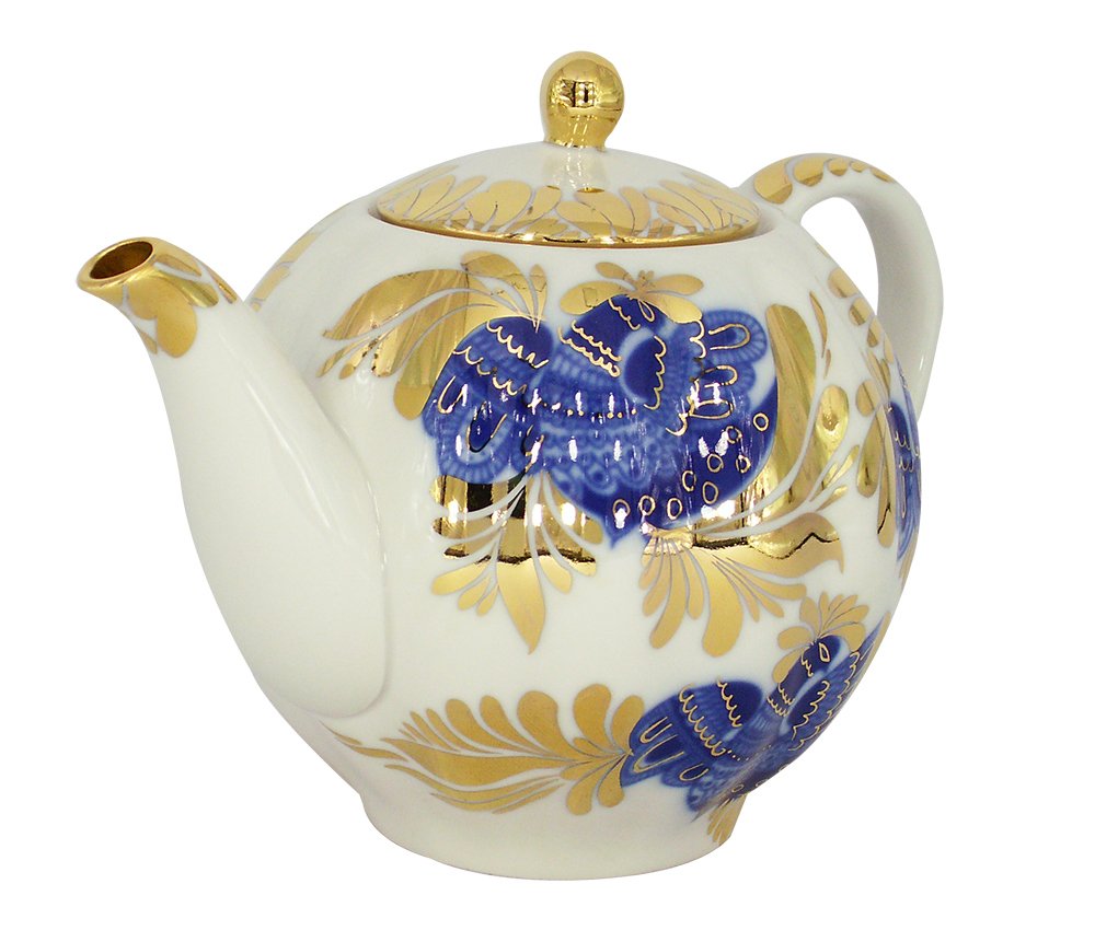Lomonosov Porcelain Teapot Tulip Golden Garden 3 Cups 20 oz/600 ml