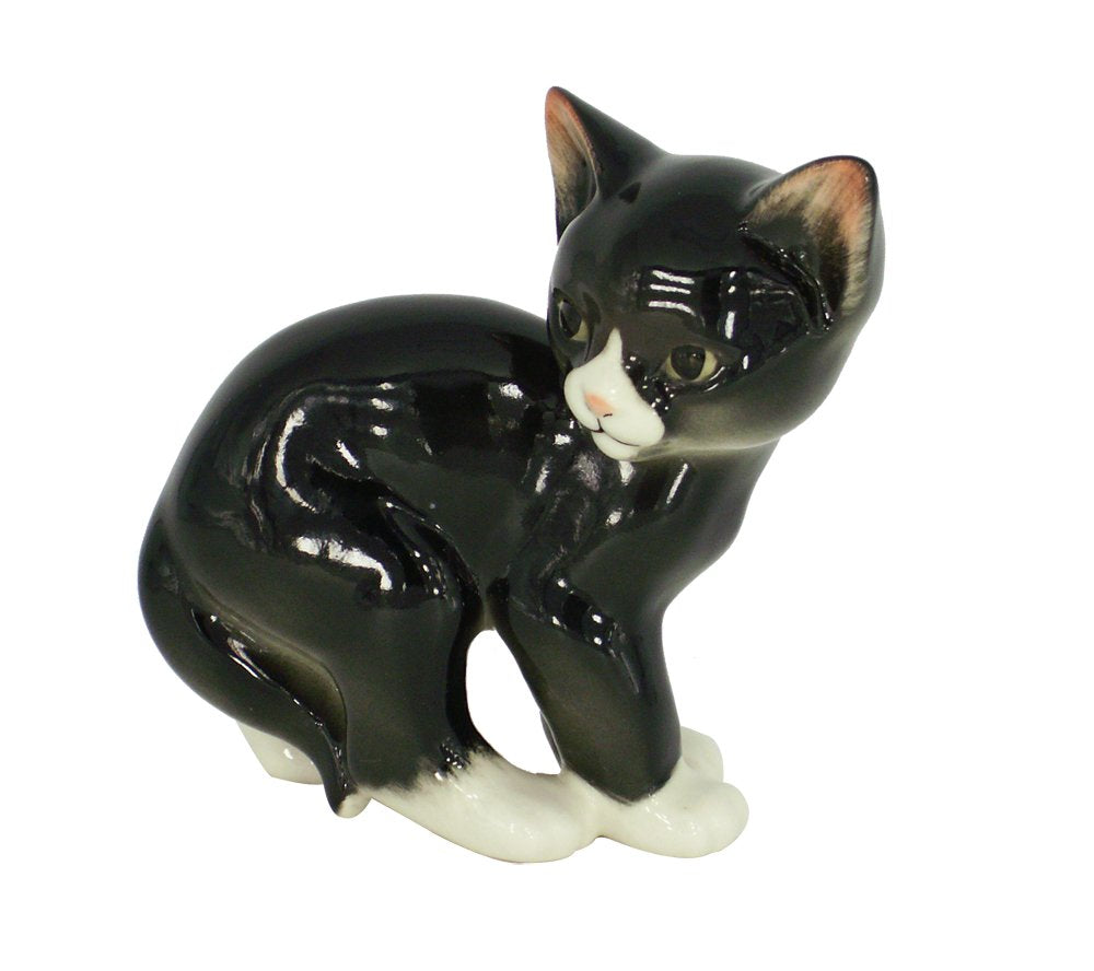 Cat Kitty Black Lomonosov Porcelain Collectible Figurine