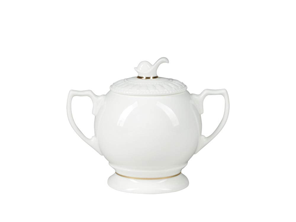 Lomonosov Imperial Porcelain Bone China Tea Set Pearl Golden Ribbon 14 items