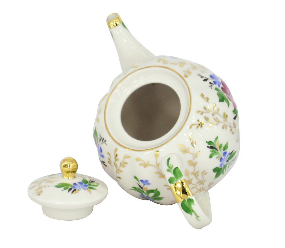 Lomonosov Porcelain 3 Cups Tea Pot Golden Grasses 20 oz/600 ml