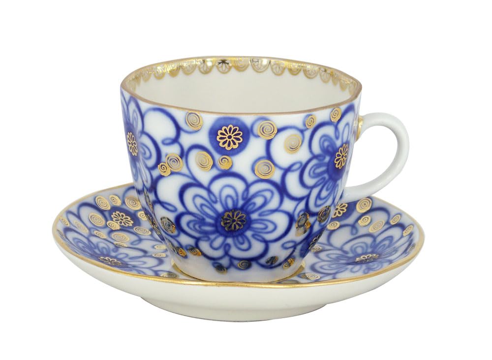 Lomonosov Porcelain Tulip Espresso Cup and Saucer Set Bindweed 4.7 fl.oz/140 ml