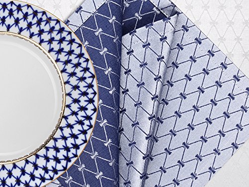 Lomonosov Porcelain Imperial Set 6 Cloth Napkins Cobalt Net 17.7"x17.7" Blue-Gray