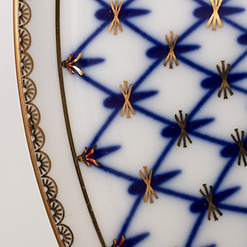 Imperial/Lomonosov Porcelain Cake Platter Round 'Cobalt Net'