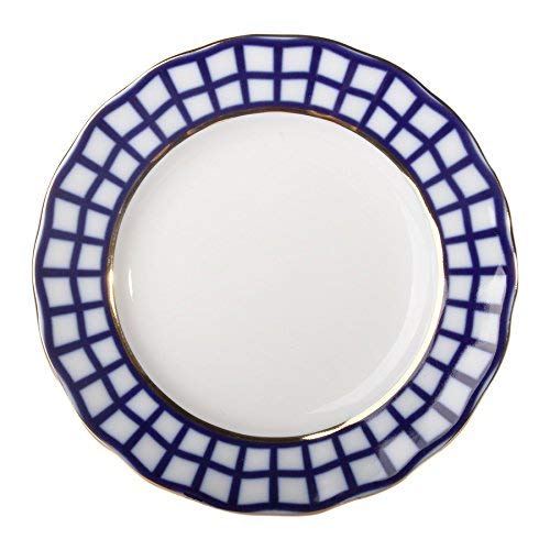 Lomonosov Porcelain Cake Dessert Plate Cobalt Cell Plate 7 Inches