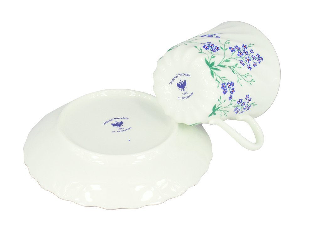 Lomonosov Porcelain Bone China Twist Tea/Coffee Cup and Saucer Brook 5.24 fl.oz/155ml