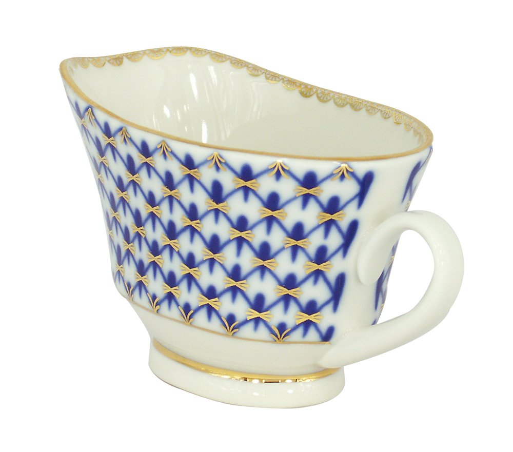 Lomonosov Porcelain Cobalt Net Large Gravy Boat 6.76 fl.oz/200 ml